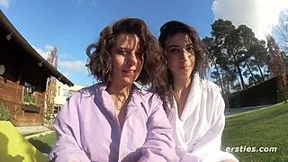 Hairy Amateur Babes Finger Lick Cum in Shower!