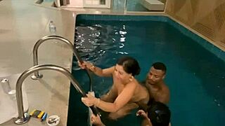 Poolside Orgy Brazilian Sluts Fuck Suck Wet Pussy in Water