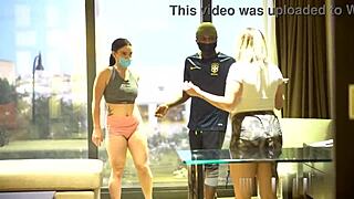 two masked milf sluts slobber on big black cocks through glory holes 😜👅