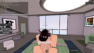 blonde roblox slut's throat game insane before thick pussy grips that white cock tight