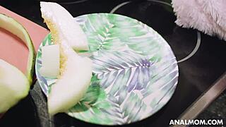 cheating brunette stepmom offers stepson rough anal deepthroat and hardcore assfucking bribe