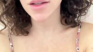 Skinny teacher with big natural tits gives facetime JOI fingering pussy lips in roleplay