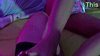 Petite cutie strokes cock hard over her sexy underwear pov