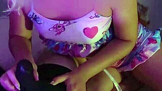 Petite cutie strokes cock hard over her sexy underwear pov