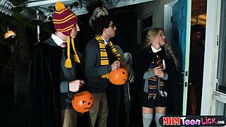 halloween milf teen lesbian vibrator play turns into wild toy sex magic