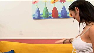 Angelina Valentine, shaved latina pussy gaped by monster cock riding!