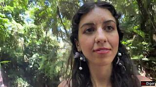 Skinny Teen Gulps Cum Facial in Locker Room Before Waterfall Cumwalk