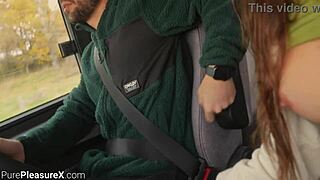 Flashing tits to drivers leads to garage punishment. Massive cock stretches her tight pussy wide