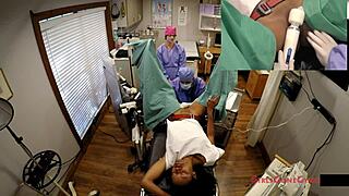 Ebony college teen nikki stars spreads pussy in gyno exam spy cam