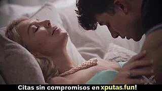 damn cute blonde stepmom in lingerie begs for my creampie fuck! spanish subs