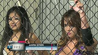 brunette model's steamy post-fight facial