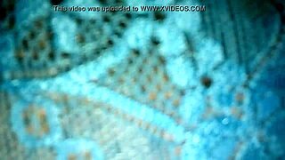 Wife's Blue Panties Tease First Part Leggings Closeup