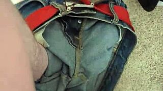 Exhibitionist flashes monster cock masturbates naked in public toilet