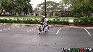 can this tiny ebony teen handle big black cock cum facial doggystyle?