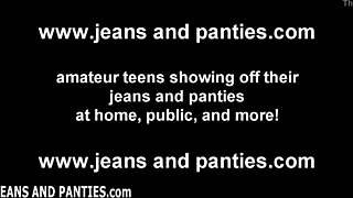 Pigtails and Tight Jeans Tease Neighbor Milf's Strip Reveal