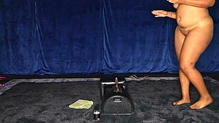 juicy thick ebony first-timer rides sybian machine shaking her big ass to squirting orgasms