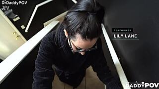 Lily Lane Fingers Teases Glasses Hottie with Throbbing Cock Cum