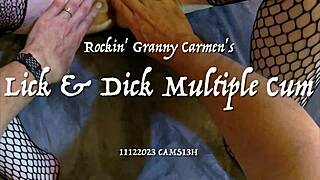 Granny Carmen's fierce lick and cum blasts
