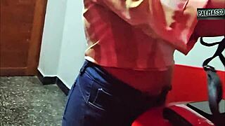 i bend this horny petite latina over for doggystyle after her class with her hairy pussy