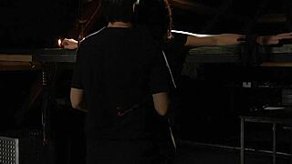 Scarlet gets slapped sucked and spanked hard in slave bondage lair