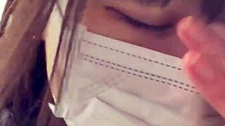 first remote vibrator date soaks japanese babe's tight pussy outdoors