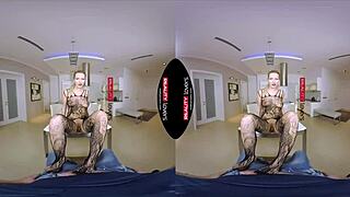 czech milf mommy in fishnets gives deepthroat blowjob then rides cock pov style