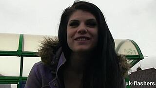 Lucia Fingers Her Shaved Pussy in Wild Public Car Challenge!