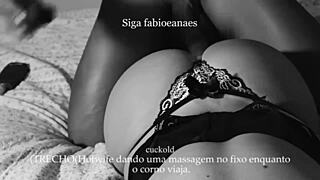 hey corno check this out your hotwife massages that huge pauzão while you're away she filmed it all