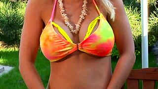 Blonde Mom Caylian Curtis Fingers Shaved Pussy Masturbating Outdoors In Heels