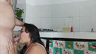 filthy housewife's huge ass shakes in kitchen as lover pounds her submissive colombian curves