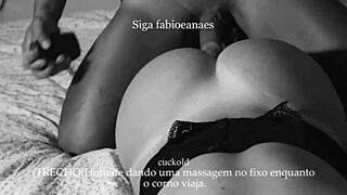 hey corno check this out your hotwife massages that huge pauzão while you're away she filmed it all