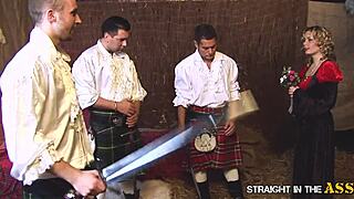 Slutty blonde spreads every tight hole for anal double penetration and facial cum