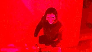 Masked Dom Chokes Redhead Sub with DEEPTHROAT and Halloween SPANKING Fury