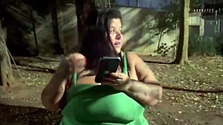 brazilian big tits babe flashes boobs for roadside blowjob after dinner