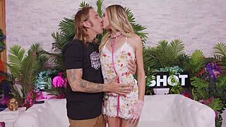 Stunning Emily Jade rides Bryan Gozzling's monster cock cowgirl then doggystyle with sloppy deepthroat