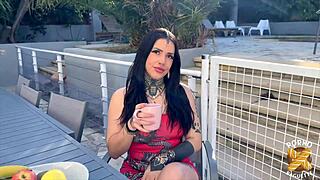 Laeticia the Tattooed French Milf Slut with Big Tits and Small Waist