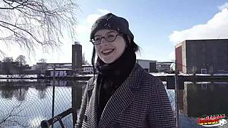 hey, check out this black hair pawg glasses girl melli venom i picked up in berlin for her first casting couch fuck