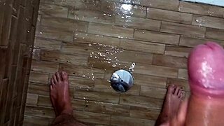 oh fuck i blew my load in stepmom's shower with monster cock risky jerk-off!