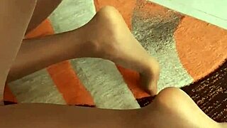 Smooth ebony legs tease through sheer nylons to perfect feet closeup