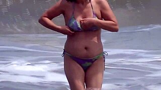 oh god my wife pulls out her huge tits flashes hairy pussy right on public beach for everyone!!
