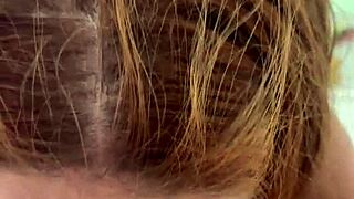 Beauty gulps fluids in wild peeing mouth compilation