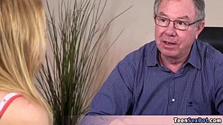 hey cute blonde rebecca wants math but old teacher plans nasty fun