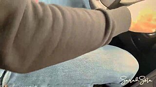 fucking her fat ass bent over in the car outdoors cumshot on ass