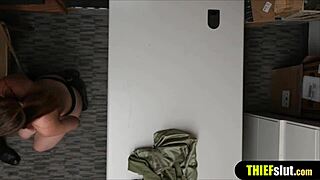 Geeky Cute Shoplifter Gets Bent Over Rough Fucked Doggystyle On CCTV!