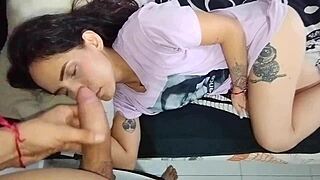 roommate blowjob explodes into wild cowgirl pounding damn!