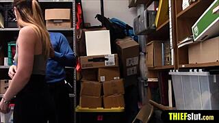 Geeky Cute Shoplifter Gets Bent Over Rough Fucked Doggystyle On CCTV!