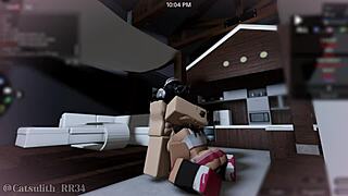 Cheerleader Bent Over for Creampie, Deepthroat Blowjob, Doggystyle Footjob After Cafe Closes