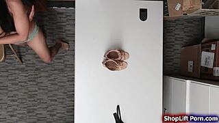 Asian shoplifter bends for store officer's monster cock deepthroat pounding at work