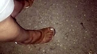 Latina Prostitute's Perfect Heels and Feet Captured Candidly in Forest Slowmotion