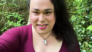 chubby crossdressing transsexual missalinapaige poses solo in fetish trading cards